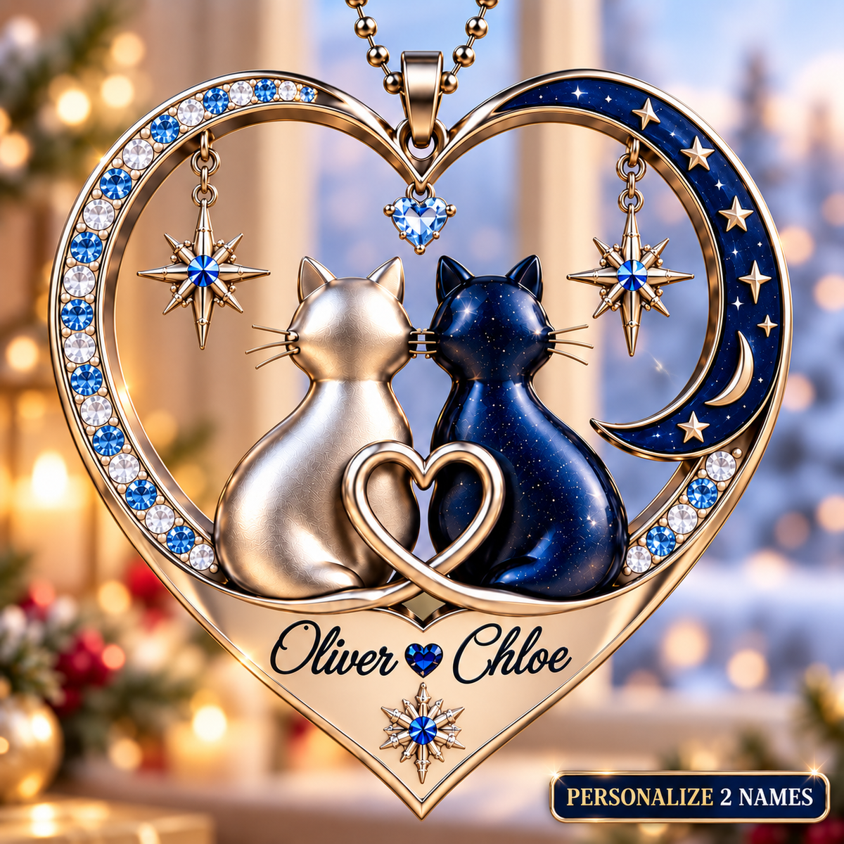 Personalized Couple Ornament - Custom Names Heart Car Ornament - Anniversary Gift for Couples