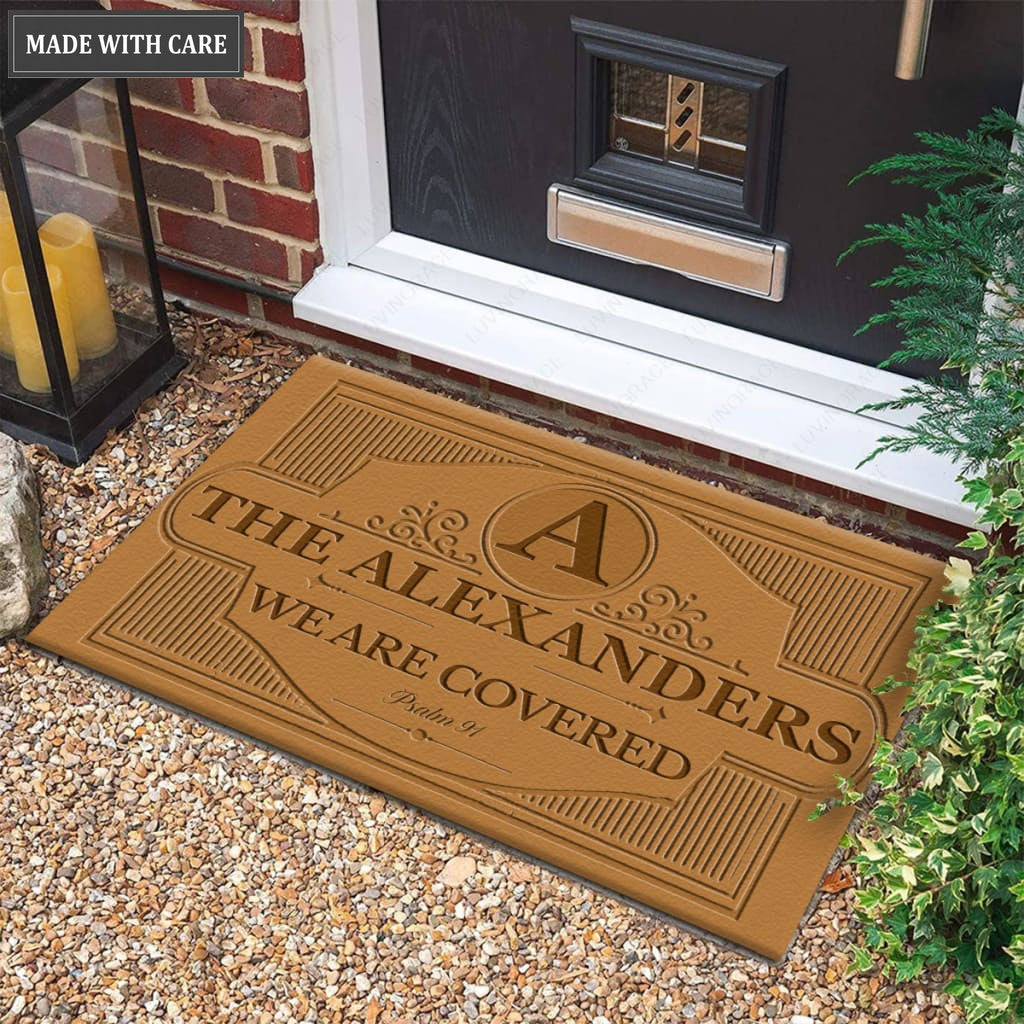 Luvingrace M41 Vintage Monogram Collection We Are Covered Personalized Doormat