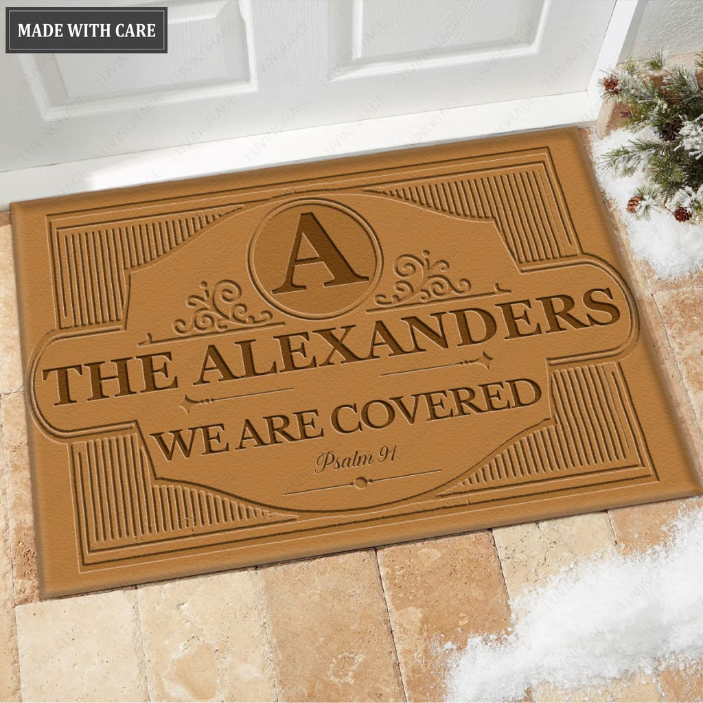 Luvingrace M41 Vintage Monogram Collection We Are Covered Personalized Doormat