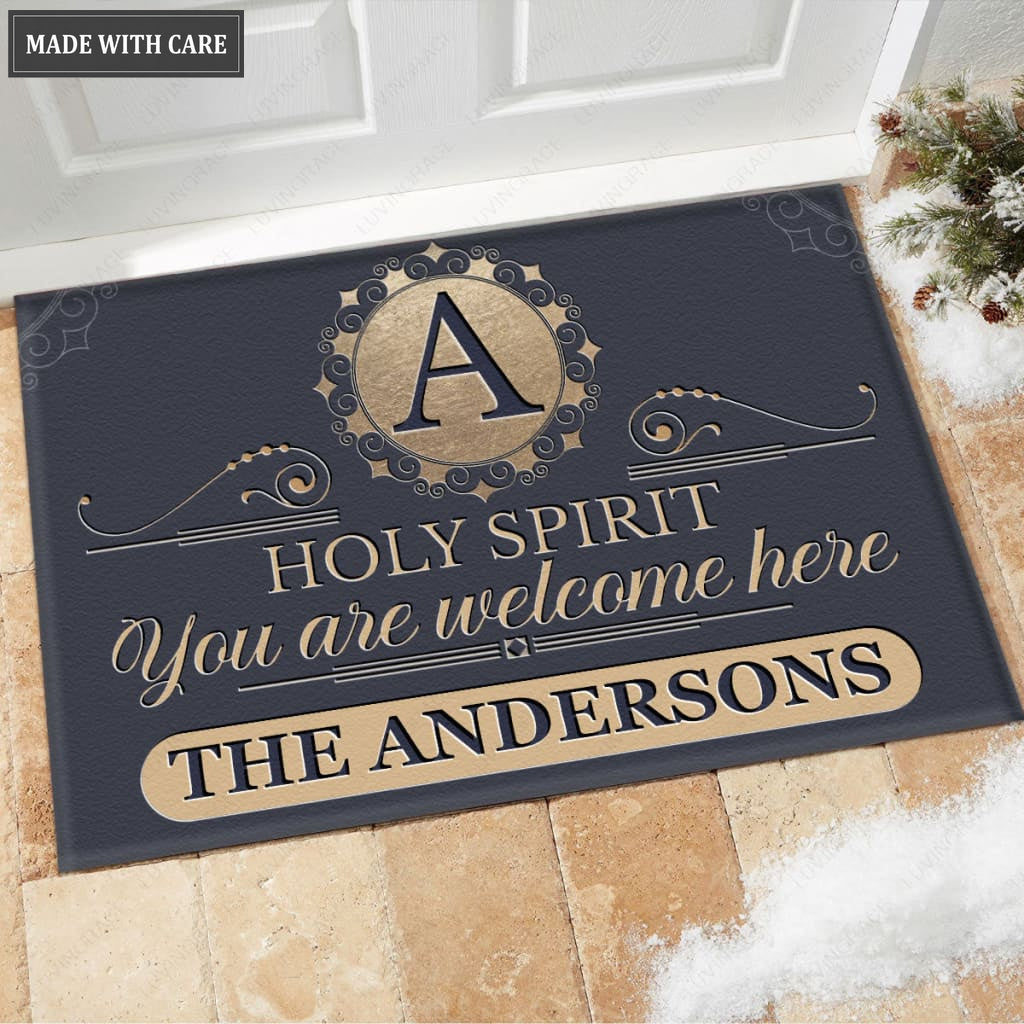 Luvingrace M44 Luxury Monogram Collection Holy Spirit Personalized Doormat