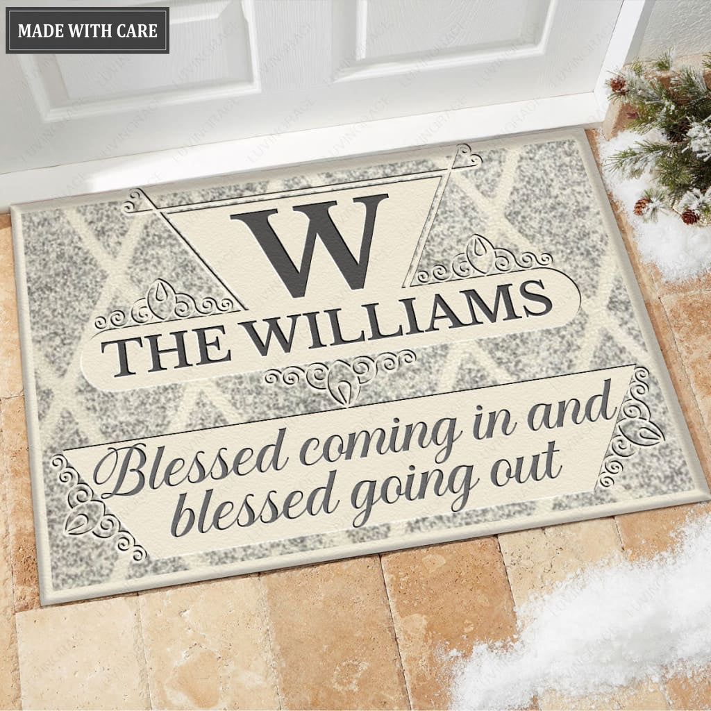 Luvingrace M48 Luxury Monogram Collection Blessed Coming In Personalized Doormat