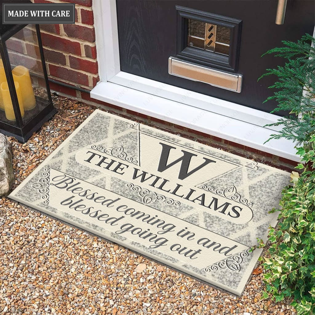 Luvingrace M48 Luxury Monogram Collection Blessed Coming In Personalized Doormat