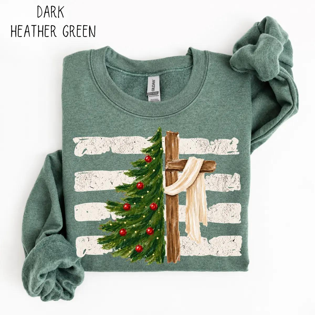 Christian Christmas Sweatshirt, Christmas Tree Cross Crewneck, Faith Holiday Sweatshirt, Religious Christmas Shirt, Jesus Christmas Gift