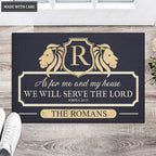 Lion Serve The Lord Personalized Doormat