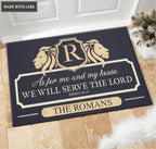 Lion Serve The Lord Personalized Doormat