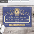 Personalized Elegant Blue As For Me And My House Doormat