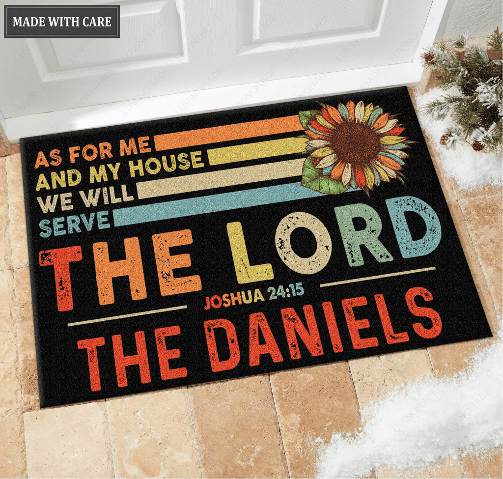 Personalized Sunflower As For Me And My House Doormat