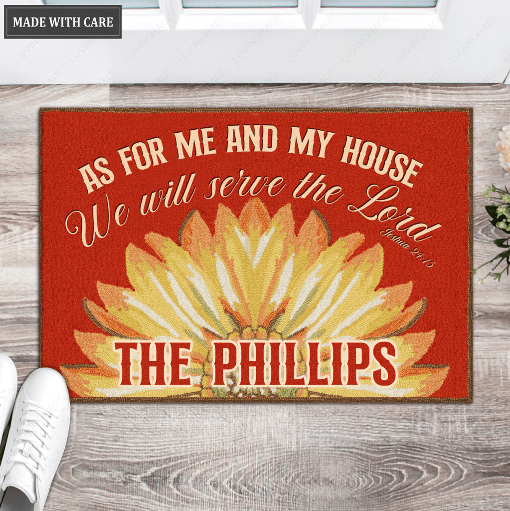 Sunflower Serve The Lord Personalized Doormat