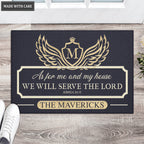 Wings With Shield Serve The Lord Personalized Doormat