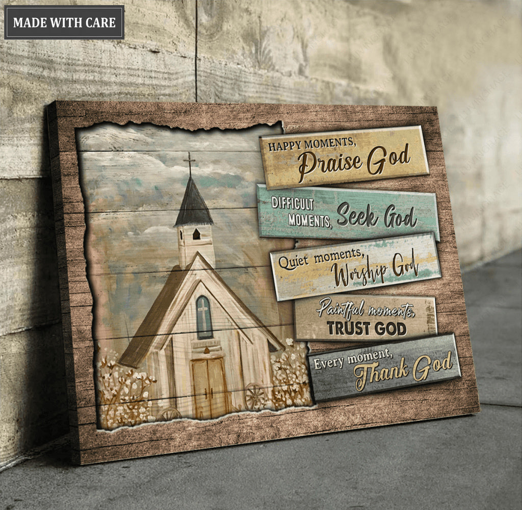 Vintage Church Every Moment Thank God Wall Art