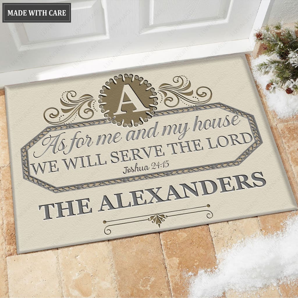 Luvingrace M50 Luxury Monogram Collection As For My House Personalized Doormat