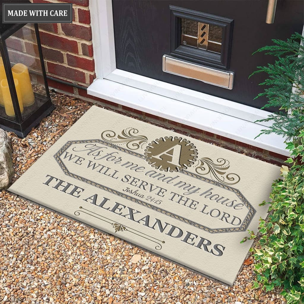 Luvingrace M50 Luxury Monogram Collection As For My House Personalized Doormat