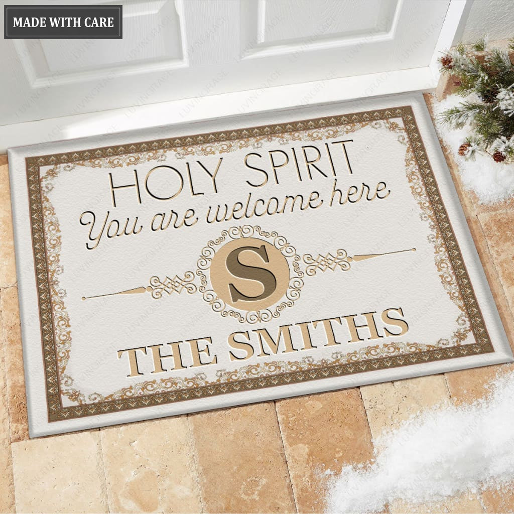Luvingrace M53 Luxury Monogram Collection Holy Spirit Personalized Doormat