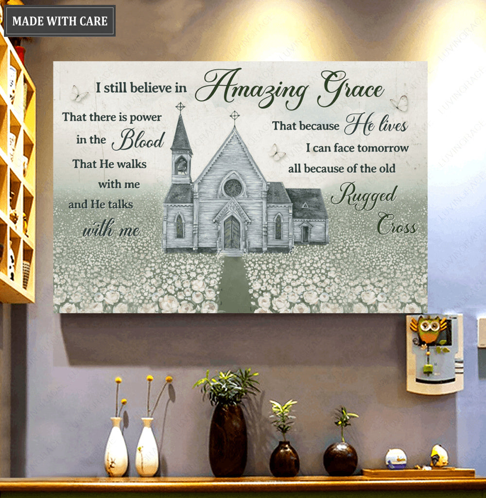 Church Amazing Grace White Flower Field Wall Art