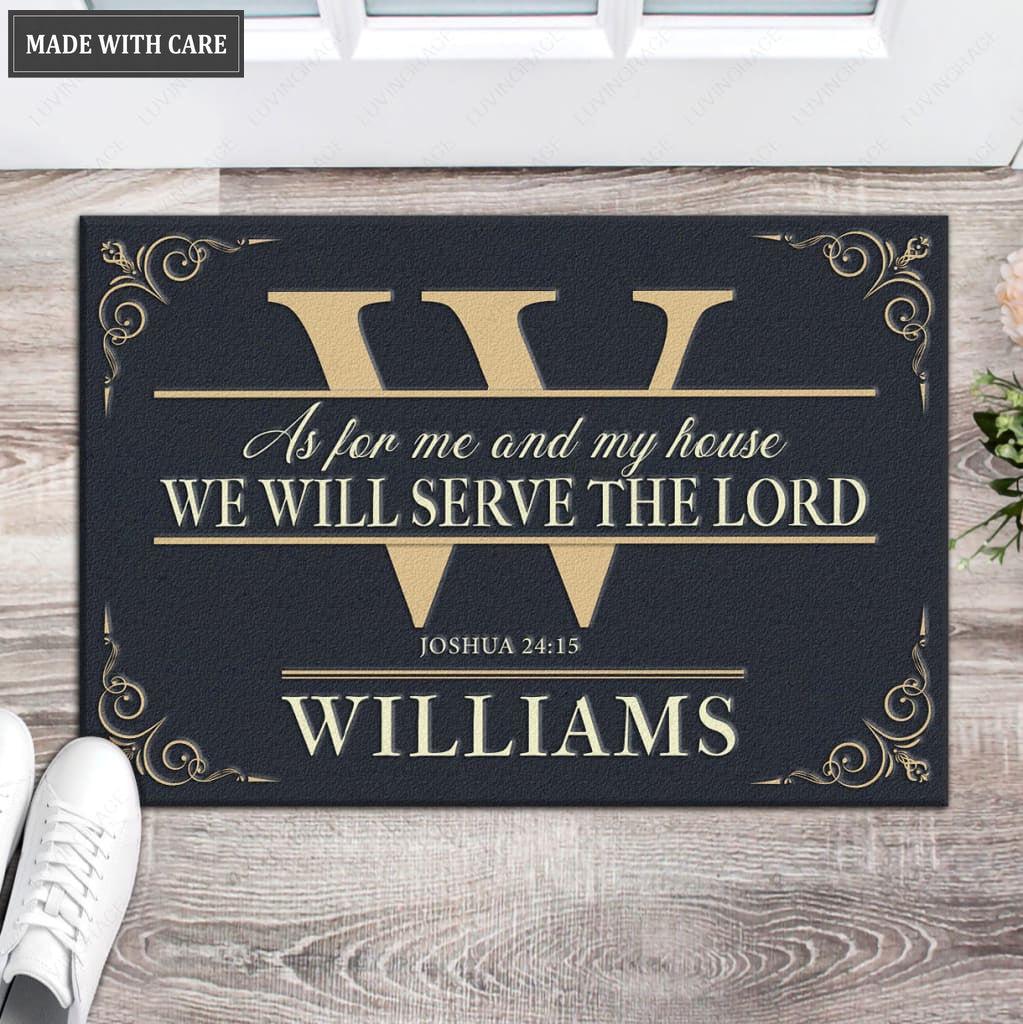 Retro Typography Monogram Custom Doormat