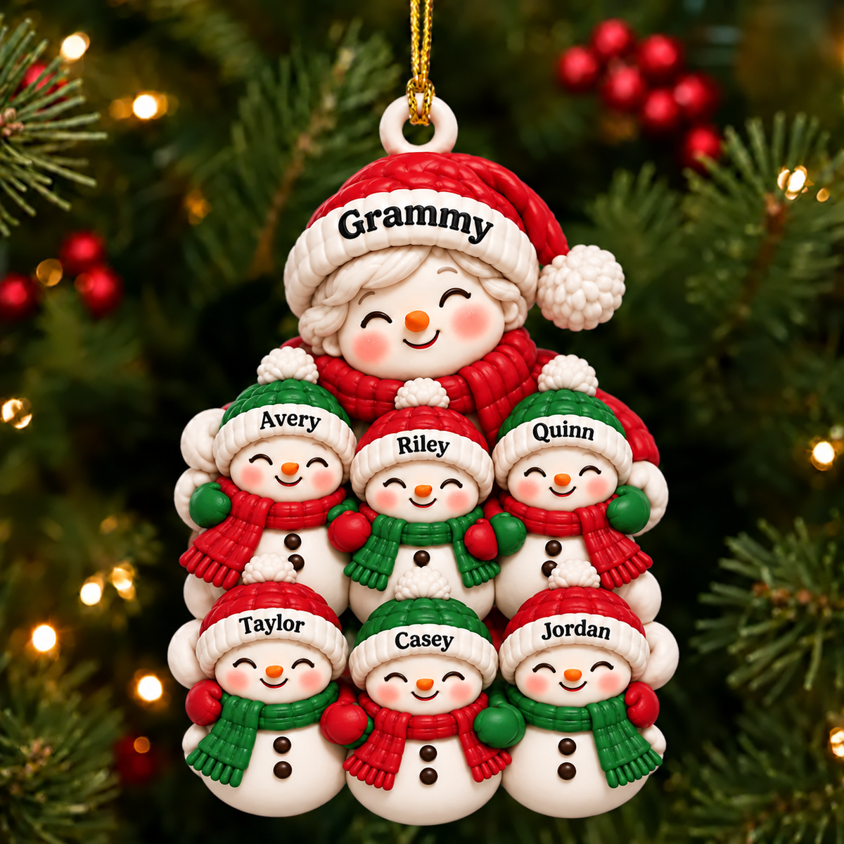 Personalized Names Snowman Family 3D Ornament – Christmas Gift