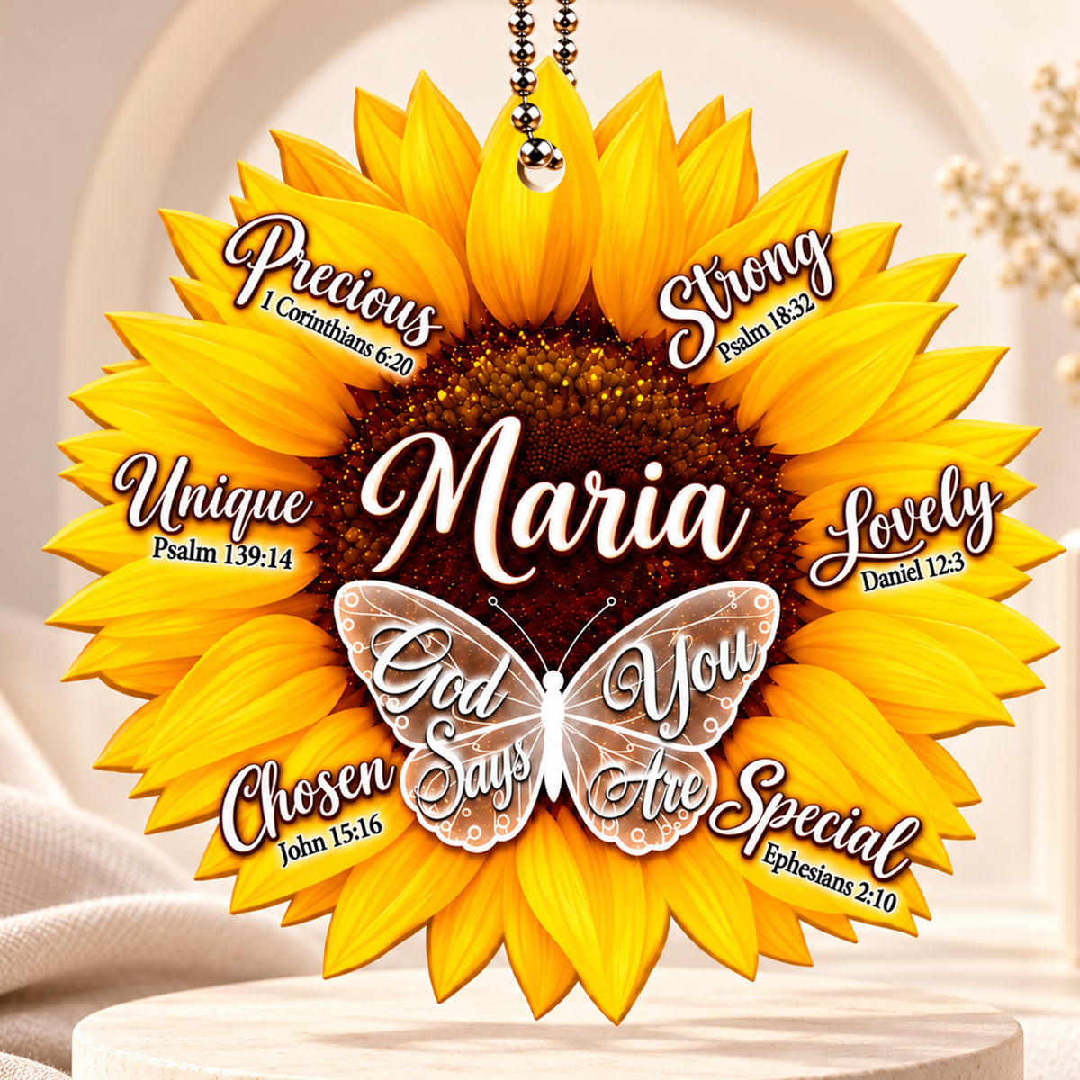 Personalized Name God Says You Are Sunflower Car Ornament - Inspirational Gift for Her