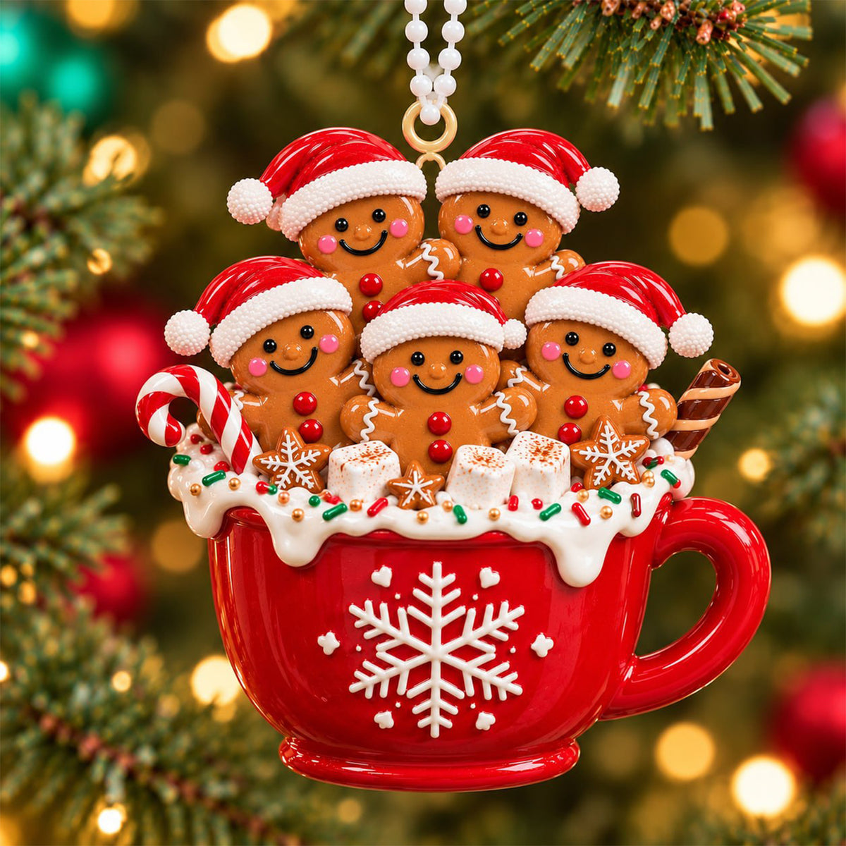 3D Raised Personalized Christmas Gingerbread Mug Ornament – Family Gift