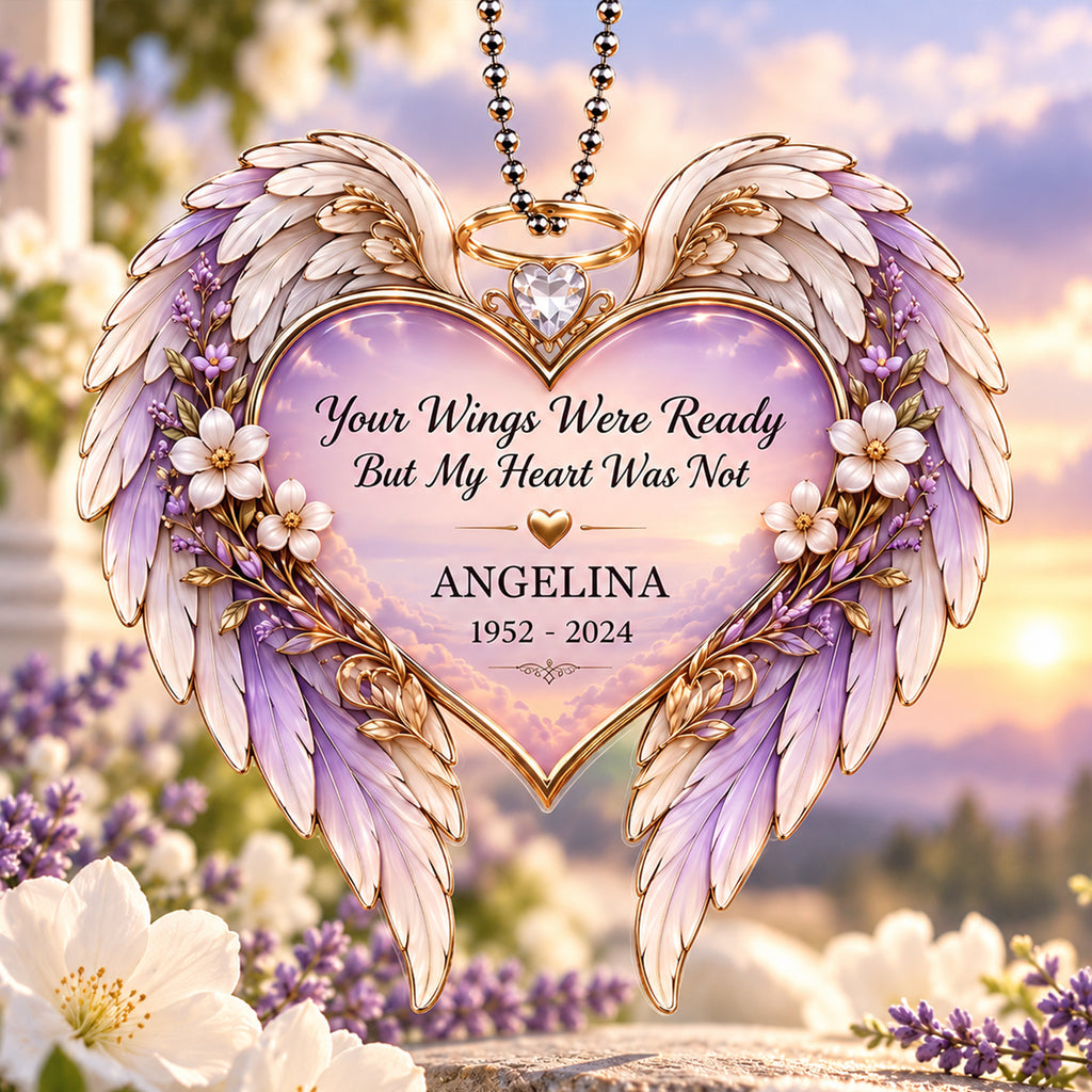 Personalized Name & Year Angel Wings Memorial Ornament - Sympathy Gift for Loved Ones
