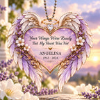 Personalized Name & Year Angel Wings Memorial Ornament - Sympathy Gift for Loved Ones