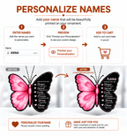 Personalized Name Black Pink Butterfly Ornament  - God Says You Are Car Ornament Gift for Her, Christian Gift for Jesus Lovers