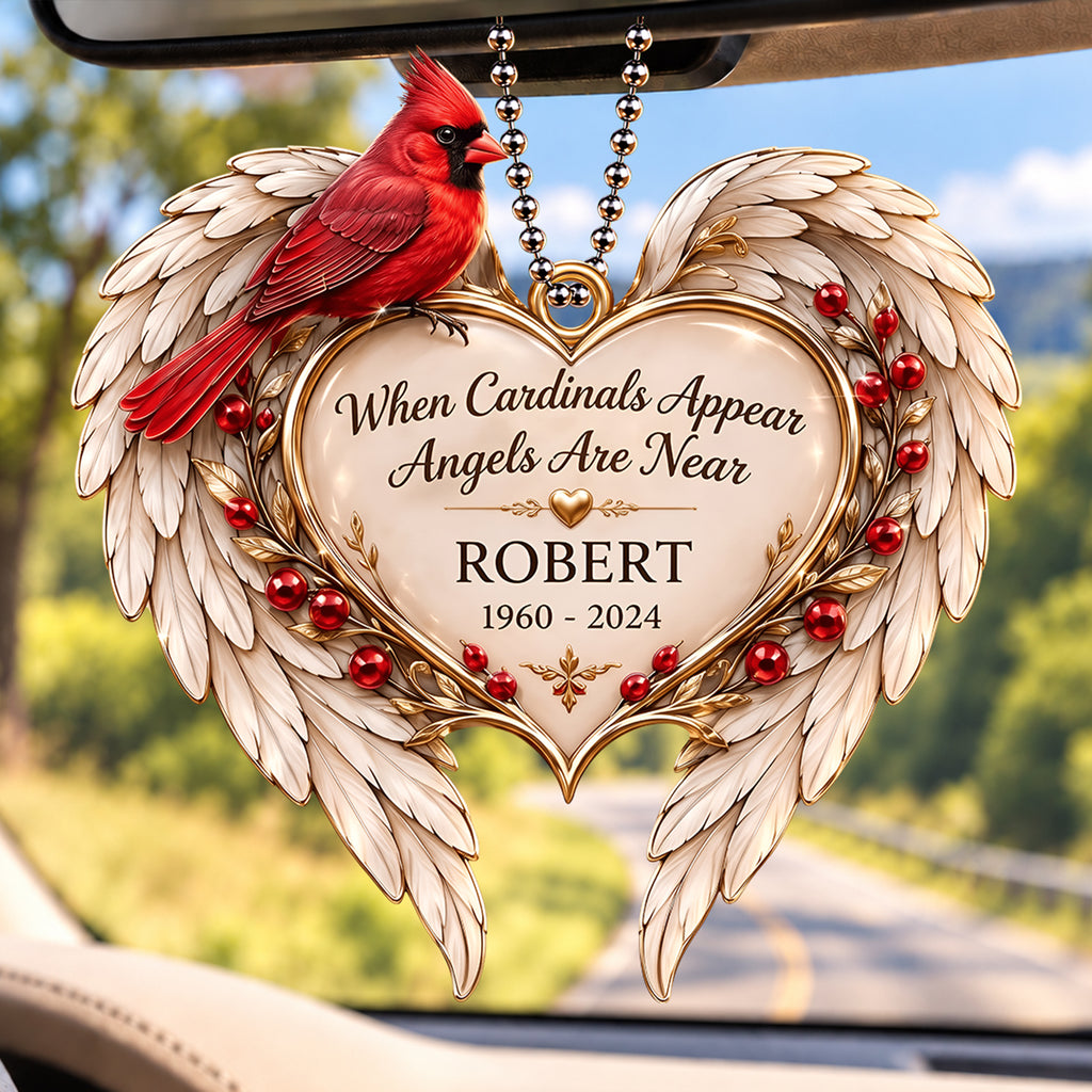 Personalized Name & Years Cardinal Angel Wings Memorial Ornament – Sympathy Gift for Loss of Loved One