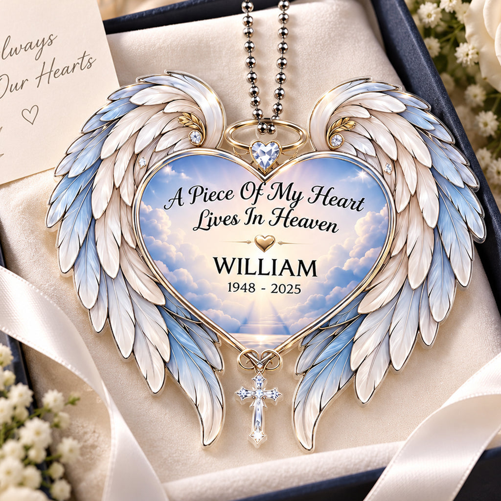 Personalized Name & Year A Piece of My Heart Lives in Heaven Ornament - Memorial Gift for Loved One
