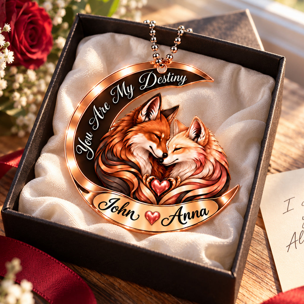 Personalized Names You Are My Destiny Fox Couple Ornament – Gift for Anniversary