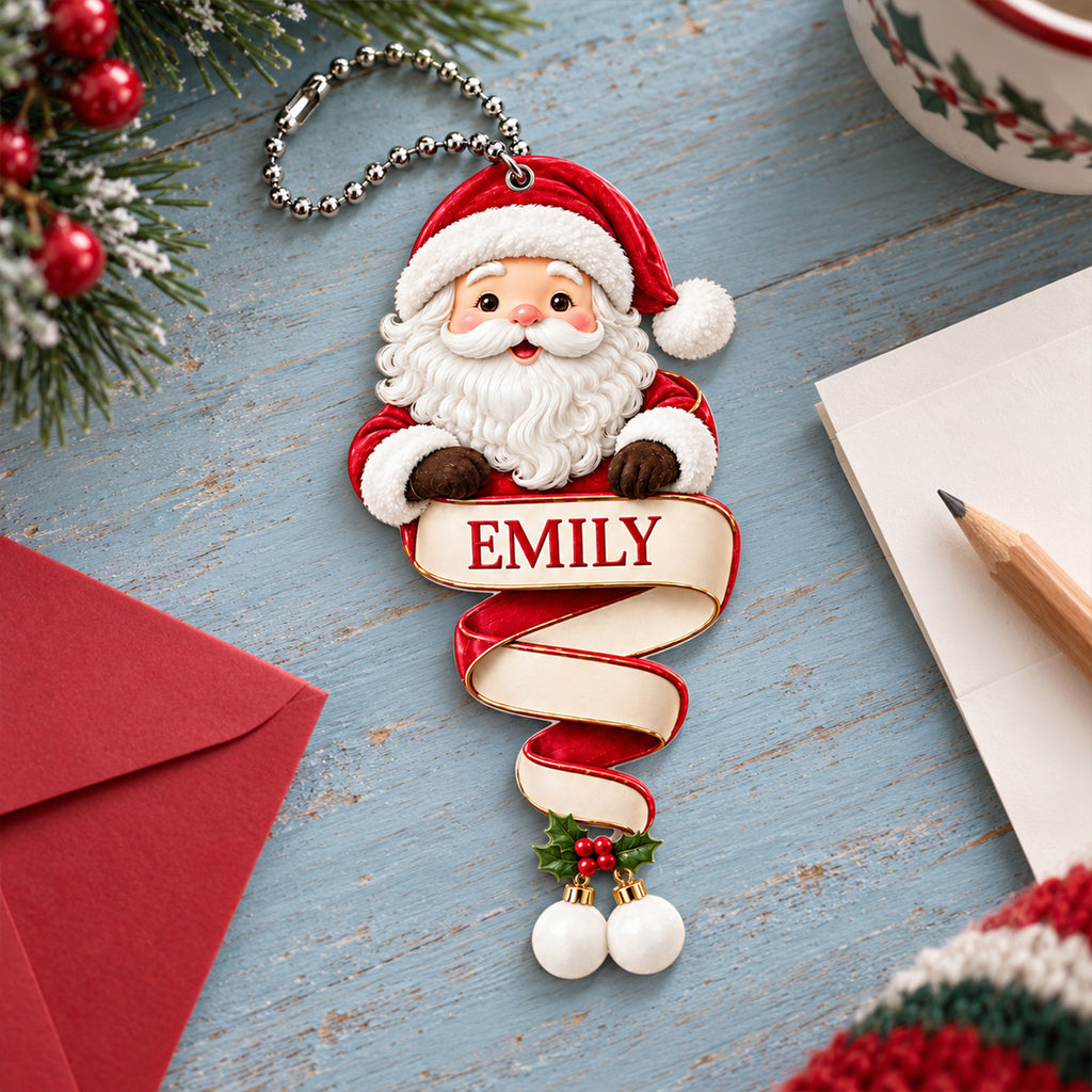 Personalized Name Santa Claus Ornament – Custom Christmas Keepsake