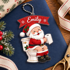 Personalized Funny Santa Claus Ornament – Custom Christmas Bathroom Decor