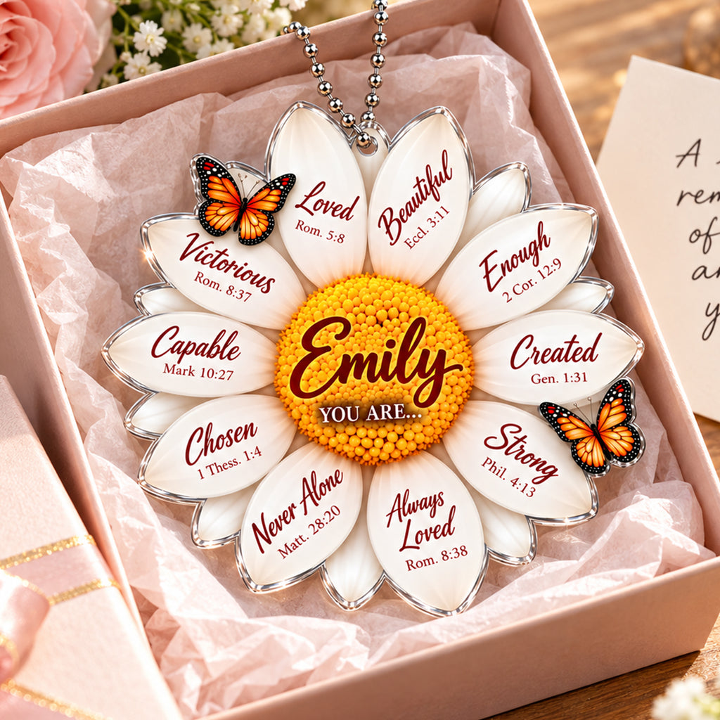 Personalized Name Faith & Love Daisy Ornament – Christian Gift