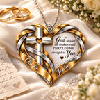 Personalized Names Interwoven Ribbon Heart God Blessed Ornament – Christian Gift for Couples