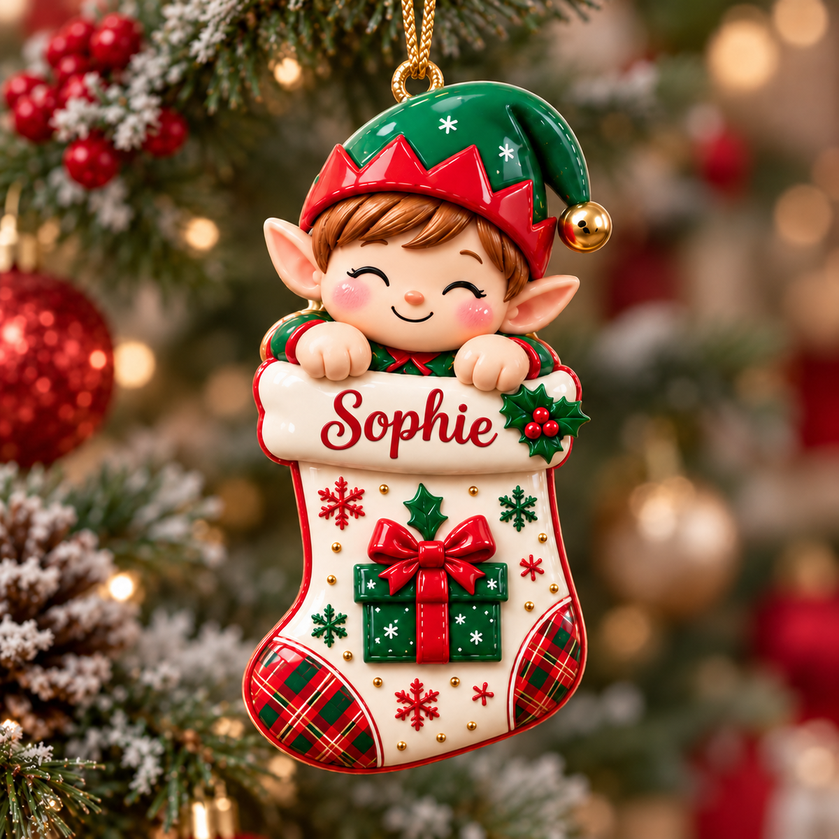 3D Personalized Christmas Stocking Ornament – Choose Your Character