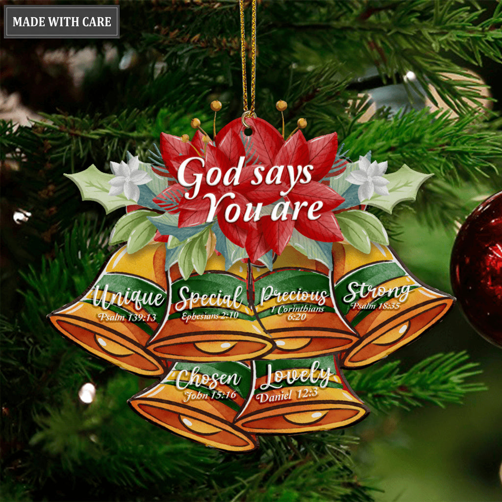 Vintage Christmas Floral Bells God Says You Are Ornament