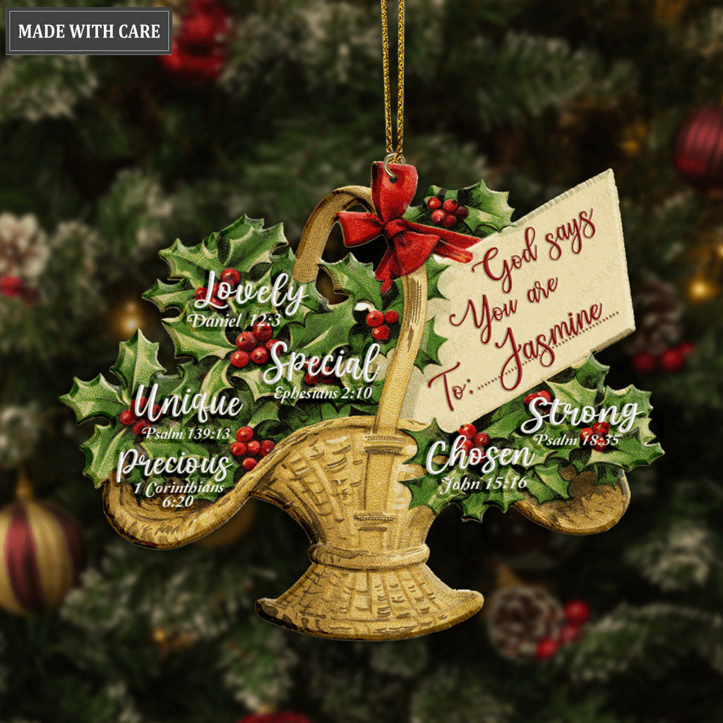 Vintage Christmas Poinsettia Flower God Says You Are Personalized Ornament