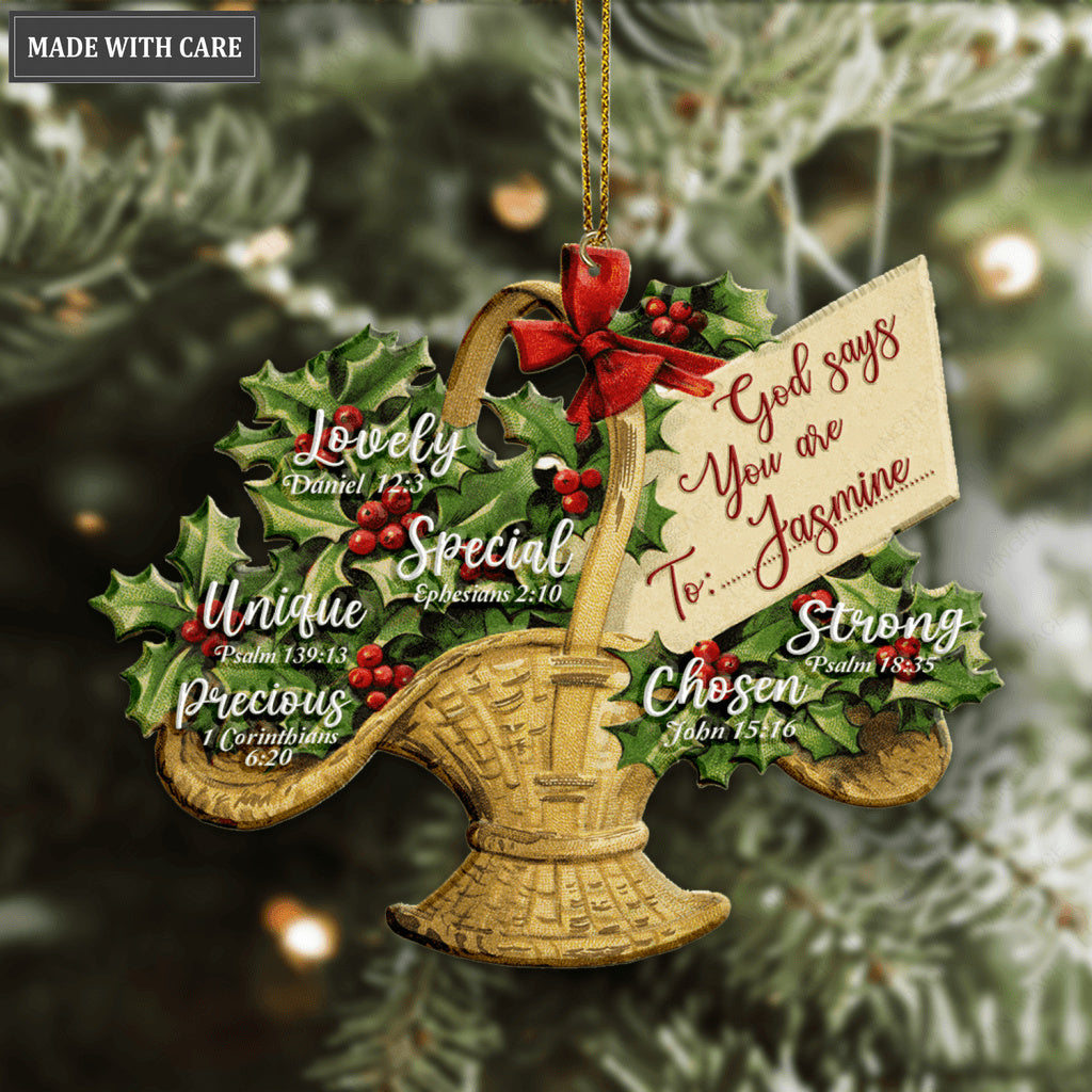 Vintage Christmas Poinsettia Flower God Says You Are Personalized Ornament