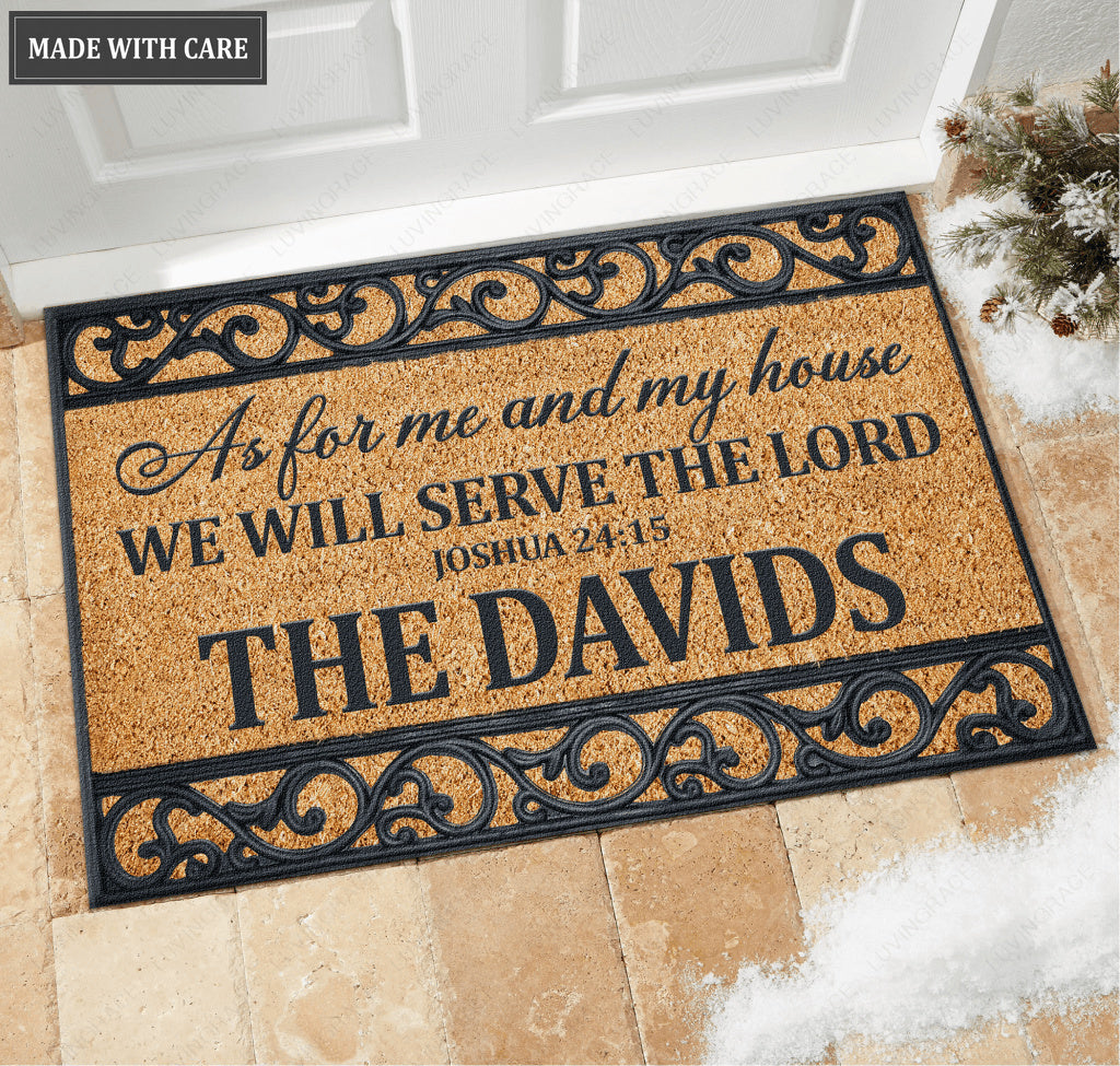 Rectangular Coir Serve The Lord Personalized Doormat