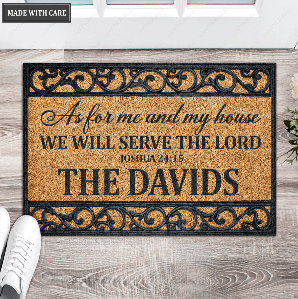 Rectangular Coir Serve The Lord Personalized Doormat