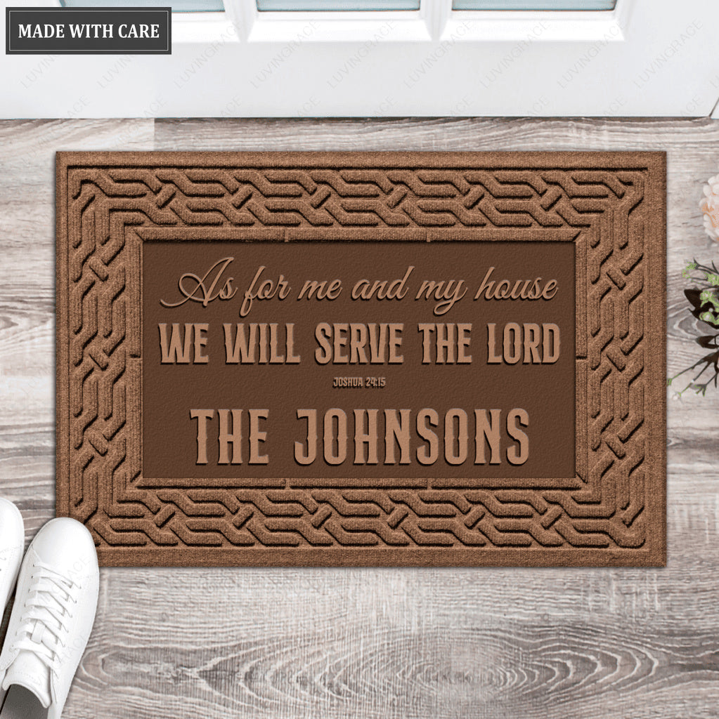 Umber Brown Serve The Lord Personalized Doormat
