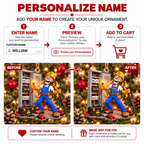 Funny Skeleton Electrician With Custom Name - Personalized Ornament