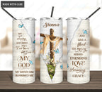 Personalized Cross I Have Been Set Free Skinny Tumbler