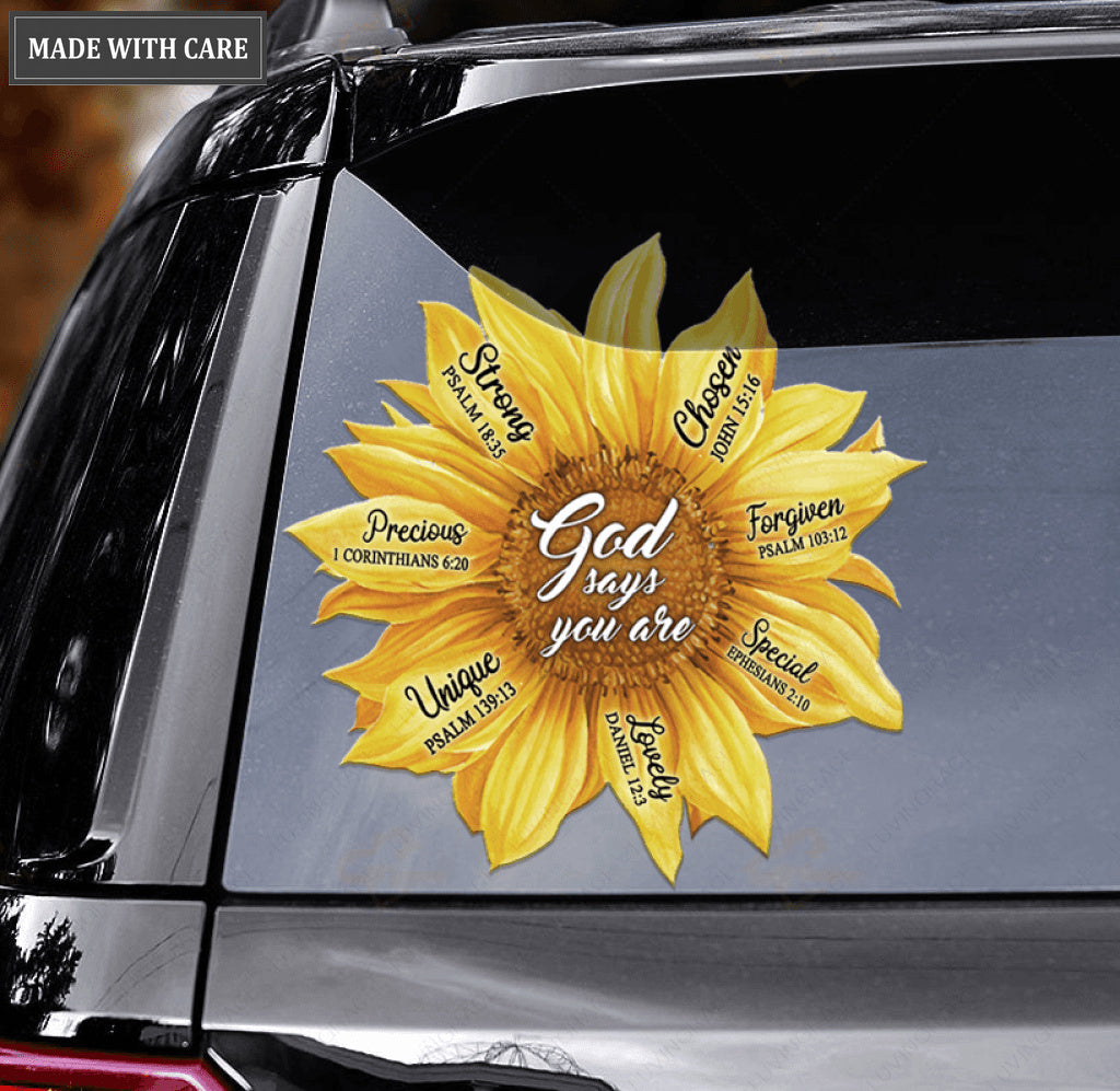 God Says You Are Sunflowers Car Sticker