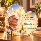 Personalized Forever in Our Hearts Memorial Crystal Heart Plaque