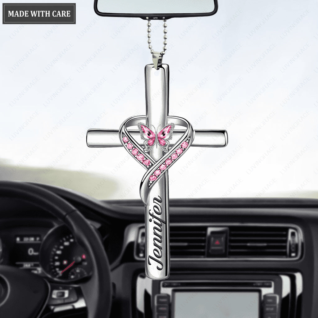 Personalized Butterfly Cross Jewelry Ornament