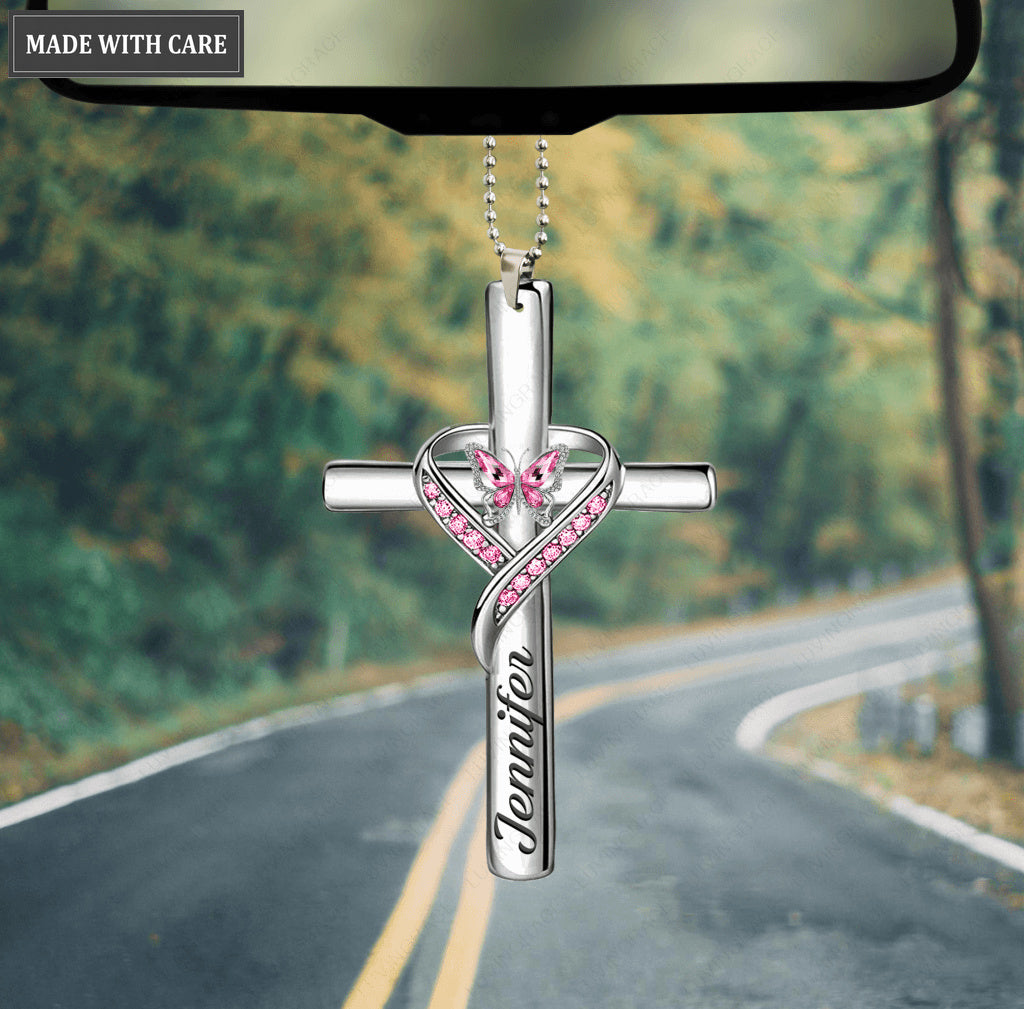 Personalized Butterfly Cross Jewelry Ornament