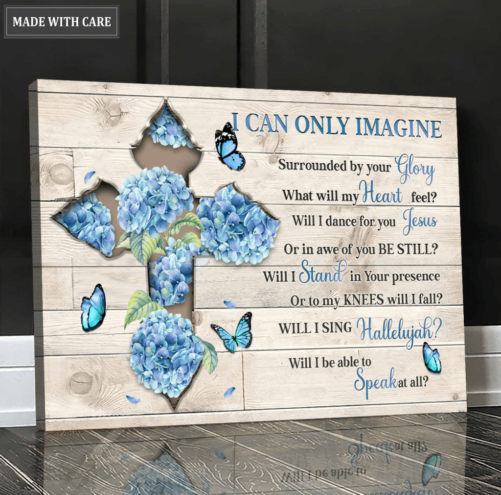 Hydrangea Cross Surrounded By Glory Wall Art