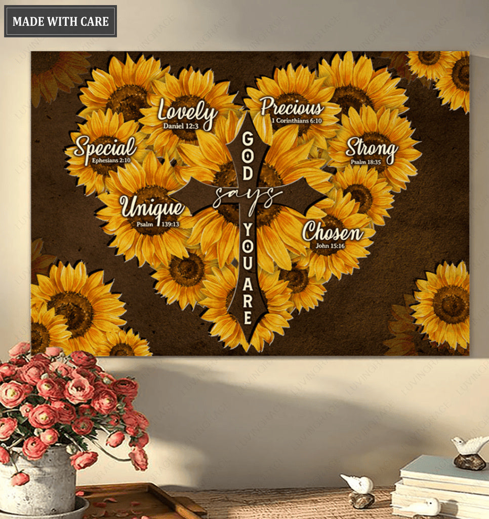 Sunflower Heart God Says You Are Special Wall Art