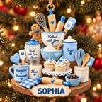 Personalized Name 3D Raised Baked with Love Baker Christmas Ornament