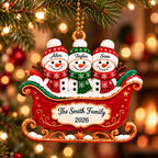 3D Raised Personalized Snowman Christmas Ornament – Family Gift