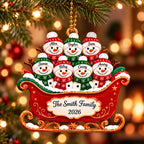 3D Raised Personalized Snowman Christmas Ornament – Family Gift